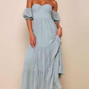 Lulu's Light Blue Off-Shoulder Maxi Dress